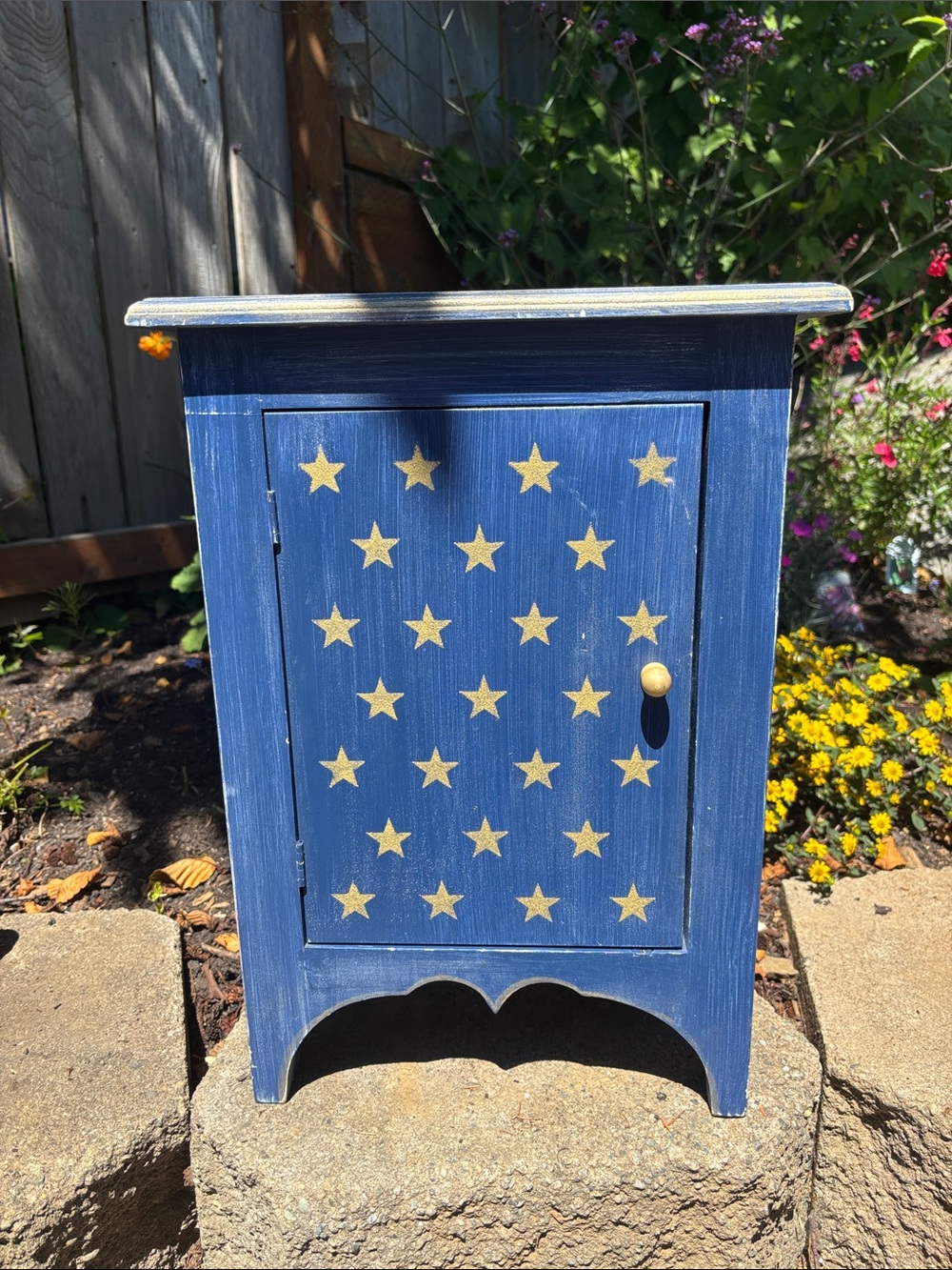 Blue Star Accent Cabinet with Gold Stars